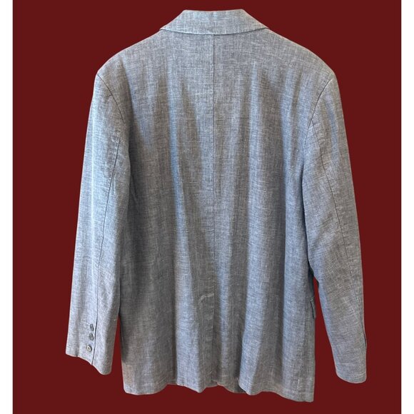 The Territory Ahead Blue Linen Blend Blazer 40R Coastal Grandfather Quiet Luxury - Picture 2 of 6